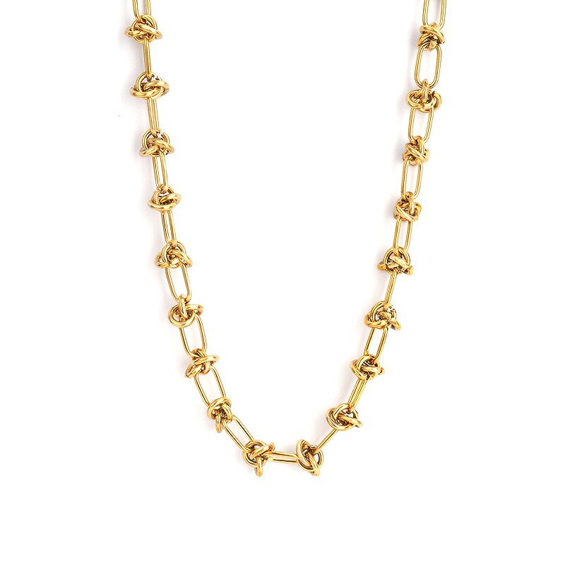 FANSHIDI Punk Weave Knot Necklace For Women  Toggle Choker Gold Color Stainless Steel  Chunky Chain Collier Femme