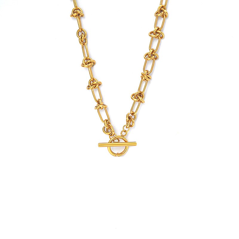 FANSHIDI Punk Weave Knot Necklace For Women  Toggle Choker Gold Color Stainless Steel  Chunky Chain Collier Femme