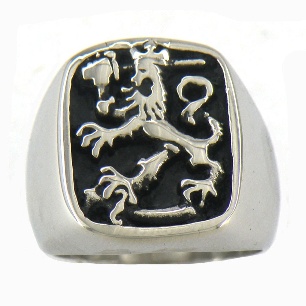 FANSSTEEL Stainless steel jewelry FINLAND LEO LION SIGNET RING FSR10W83