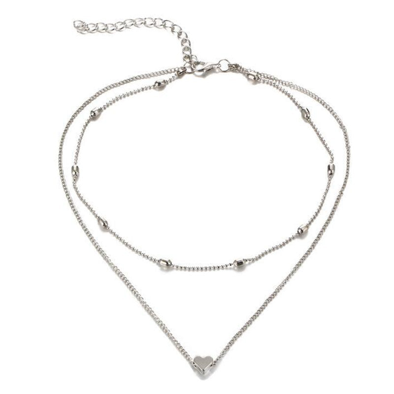 FASHION JEWELRY Love Heart Adjustable Necklace For Women Chain Choker Necklace Summer Gift Drop shipping