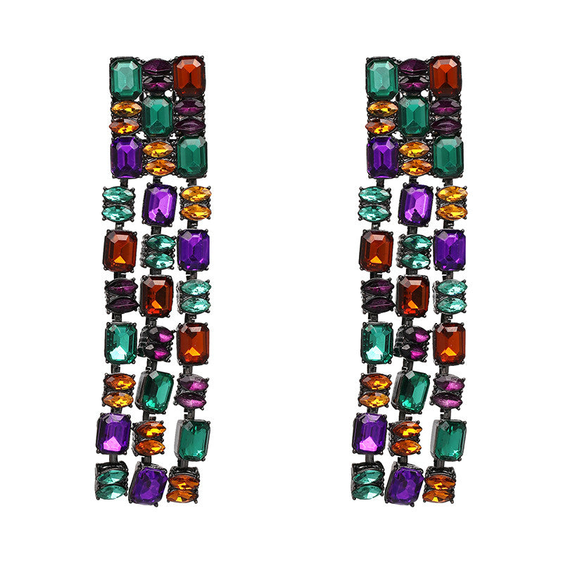 New Elegant Statement Jewelry CZ Crystal Long Drop Earrings For Women Bridal Wedding Brincos