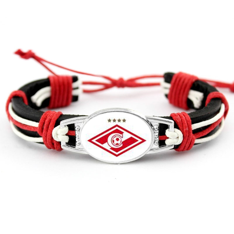 FC Club Spartak Moscow Genuine Leather Bracelet Charms Bracelets & Bangles Fans Hand Braided Jewelry