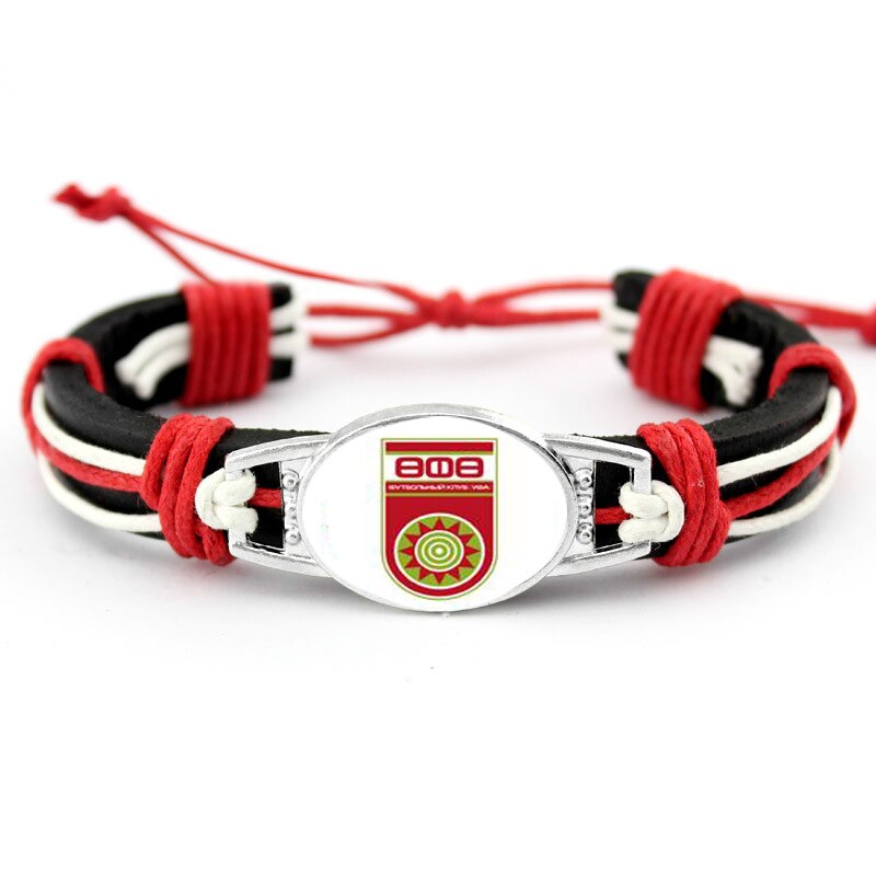 FC Club Spartak Moscow Genuine Leather Bracelet Charms Bracelets & Bangles Fans Hand Braided Jewelry