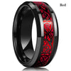 FDLK   8 Colors 8mm Men's Stainless Steel Dragon Ring Inlay Red Green Black Carbon Fiber Ring Wedding Band Jewelry Size 6-13