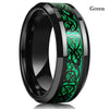 FDLK   8 Colors 8mm Men's Stainless Steel Dragon Ring Inlay Red Green Black Carbon Fiber Ring Wedding Band Jewelry Size 6-13
