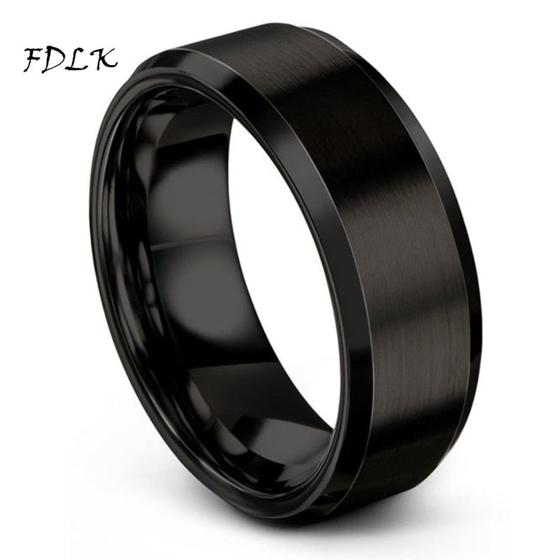FDLK  8mm Classic Men's 8MM Stainless Steel Rings Brushed Surface Wedding Band Unisex Engagement Jewelry Size 6-13