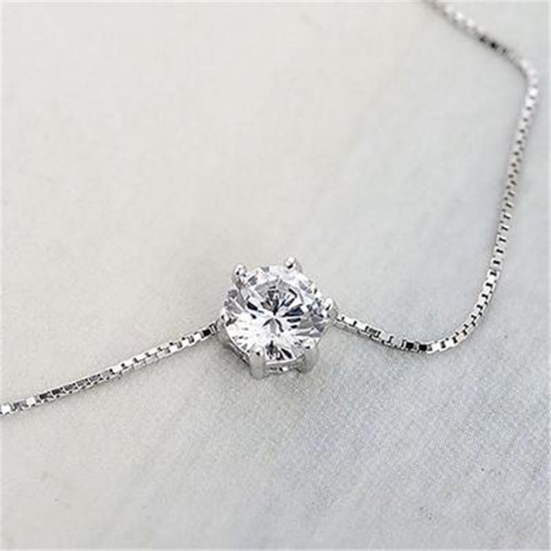 FDLK     Women  Simple Rhinestone Choker Necklace Shine Rhinestone Silver Color Chain Jewelry