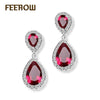 Fashion Elegant Bridal Jewelry Rose Gold Color Teardrop Cubic Zircon Drop Earrings For Women Wedding Party FWEP091