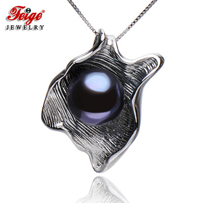 11-12mm Cultured Black Pearls Pendant Necklaces 18inches 925 Sterling Silver Chain For Women's Pearl Jewelry