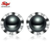 2020 NEW Black Pearl Earrings Retro Fine Genuine Jewelry For Women Gift 8-9mm Pearl 925 Sterling Silver Earring