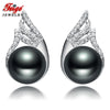 2020 New Black Pearl Earring Fine Fashion Jewelry For Womens Gift 9-10mm Pearl 925 Sterling Silver Stud Earring