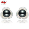 6-7mm Black Pearl Flower Shape Shell 925 Sterling Silver Stud Earrings For Women Exclusive Design Fine Jewelry
