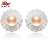 6-7mm Pink Pearls 925 Silver Shell Carvings Stud Earrings For Women's Brincos Exclusive Design Fine Jewelry