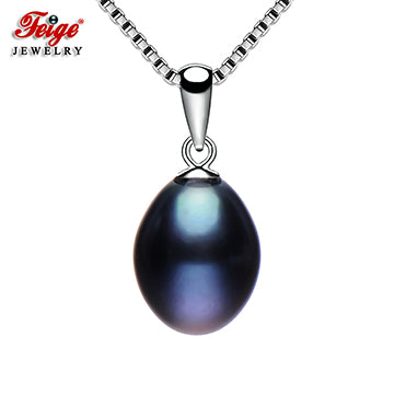 8-9mm Black Pearls 925 Sterling Silver Necklaces & Pendants For Women's Retro Style Fine Jewelry