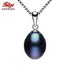 8-9mm Black Pearls 925 Sterling Silver Necklaces & Pendants For Women's Retro Style Fine Jewelry
