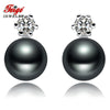 8-9mm Bread Shape Black Pearl Earrings for Women's Classic Style 925 Sterling Silver Earrings Brand jewelry