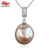 Baroque style 15mm Multicolor Natural Button Pearl Pendant Real 925 Silver Necklaces for Women Fine Jewelry