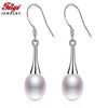 Classic Style Pearl Earring 8-9MM White Cultured Pearls Anti-allergic Long Drop Earrings for Women Fashion Jewelry Brincos