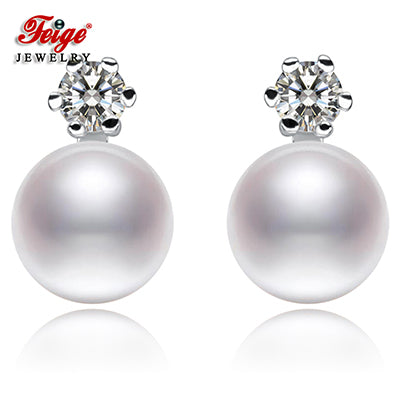 Classic style 925 Sterling Silver Earrings For Women 8-9mm Bread Shape Natural Pearl Earrings Fine Jewelry