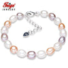 High Quality 7-8mm Rice shape Multicolor Natural Pearl Bracelet for Women Jewelry Brand Fine Jewelry
