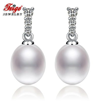 Pearl Drop Earrings for women's 8-9mm White Pearl Earrings 925 Sterling Silver Earrings Fine jewelry