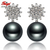 New Design 7-8mm Black Pearls High quality 925 Sterling Silver Stud Earrings For Women's Brincos Pearl Jewelry