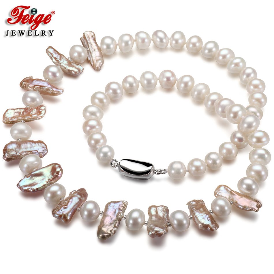 New Design Pearl Necklace Genuine 8-9mm Multicolor Pearl Choker Necklace for Women Fashion style Pearl Jewelry