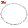 Pearl 6.5-7.5mm Natural White Flat Round Pearl Necklaces for Woman Wedding Jewelry Good gifts for Girl Friends