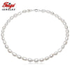 Pearl Baroque Style 7-8mm Ellipse Teardrop Shape White Natural Pearls Choker Necklaces For Women's Fine Jewelry