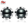 Retro Style 8-9mm Black Pearl Stud Earring for Women High quality 925 Sterling Silver Earrings Pearl Jewelry