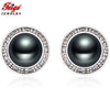 Retro Style Pearl Hoop Earrings for Women 8-9MM Black Pearl Jewelry Fashion Circle Earrings Ladies Gift Brincos