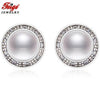 Retro Style Pearl Hoop Earrings for Women Real 8-9MM White Pearls Jewelry Fashion Earring Ladies Gift Brincos