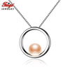 Simple style Real 925 Sterling Silver Pendant Necklace 7-8mm Pink Natural Pearl Necklace for Women Fine Jewelry
