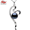 Vintage style Real Silver 925 Necklaces & Pendants 10-11mm Black Pearl Pendant Necklace for Women Fine Jewelry