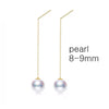 18K Gold earrings 8-9mm wedding pearl Jewelry , round pearl 18k yellow gold long earrings,three ways to wear