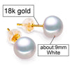 18K Gold earrings pearl Jewelry ,Pearl classic 18k yellow gold stud earrings for women gift box wedding earrings for love