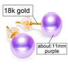 18K Gold earrings pearl Jewelry ,Pearl classic 18k yellow gold stud earrings for women gift box wedding earrings for love