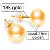 18K Gold earrings pearl Jewelry ,Pearl classic 18k yellow gold stud earrings for women gift box wedding earrings for love