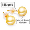 18K Gold earrings pearl Jewelry ,Pearl classic 18k yellow gold stud earrings for women gift box wedding earrings for love