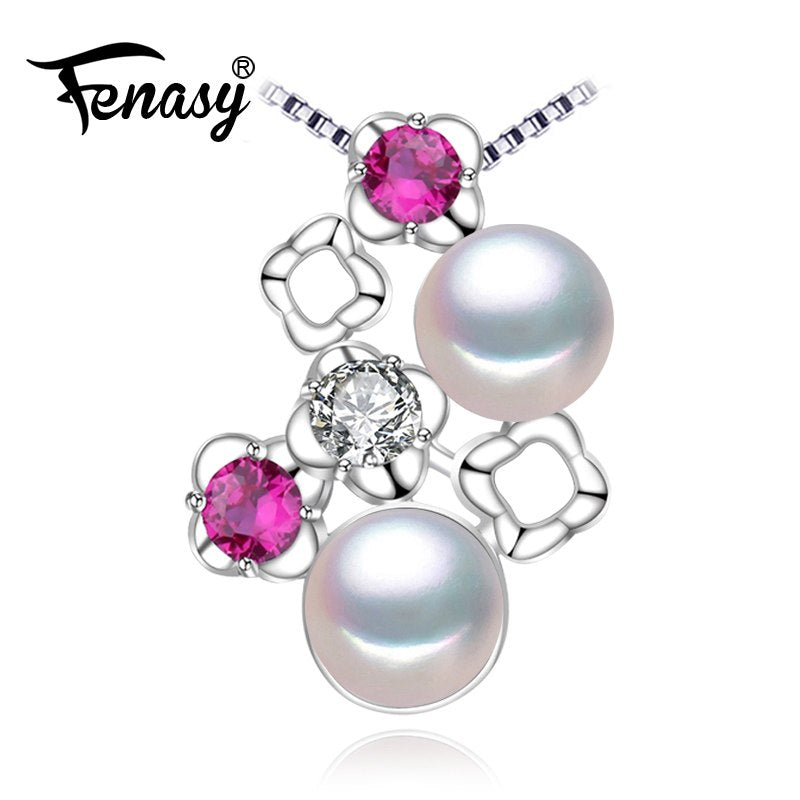 925 sterling silver necklace ,statement jewelry necklace jewelry charm cute necklace Double Pearl necklace for women