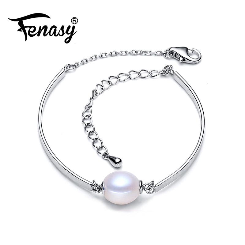 Charm bracelet,natural Pearl Jewelry,925 sterling sliver bracelet women,white bead bracelet female,chain link bracelet