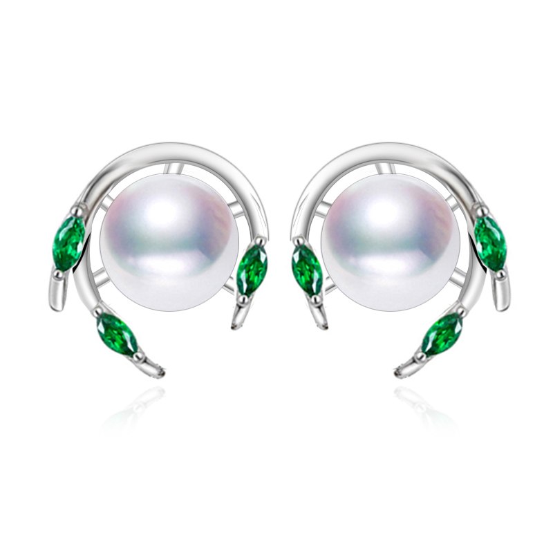 Emerald pearl earrings,green gemstone earrings,wedding earrings for women 2020 new,925 sterling silver stud earrings