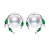 Emerald pearl earrings,green gemstone earrings,wedding earrings for women 2020 new,925 sterling silver stud earrings