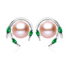 Emerald pearl earrings,green gemstone earrings,wedding earrings for women 2020 new,925 sterling silver stud earrings