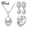 Jewelry Sets Pearl Pendant Necklace silver Earrings For Women ,pendant stud earrings, pearl jewelry 2020 new