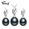 Nice Natural Pearl Jewelry Sets 925 Sterling Silver pendant Necklace women,Pearl Earrings earrings fine jewelry,Wedding