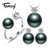 Pearl Jewelry Brand wedding engagement jewelry sets Natural Pearl pendant Necklace women/stud Earrings,crown ring femle
