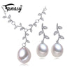 Pearl Jewelry,Pink Jewelry Sets for Women Natural Pearl leaves Necklace/Earring,earings fashion jewelry box christmas