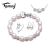 Pearl Jewelry sets romantic bracelet Natural Pearl pendant Necklace for women/stud earrings female ring set
