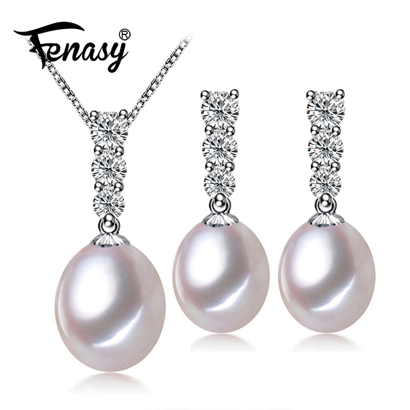 Trendy natural pearl Necklace Set women natural pearl Jewelry Chain Necklace Bracelet African Jewelry Sets aliexpress